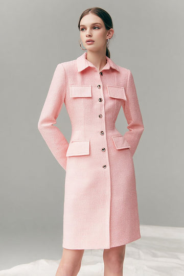 Robe de travail courte à col rose